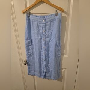 C&C California Light Blue 100% Linen Skirt